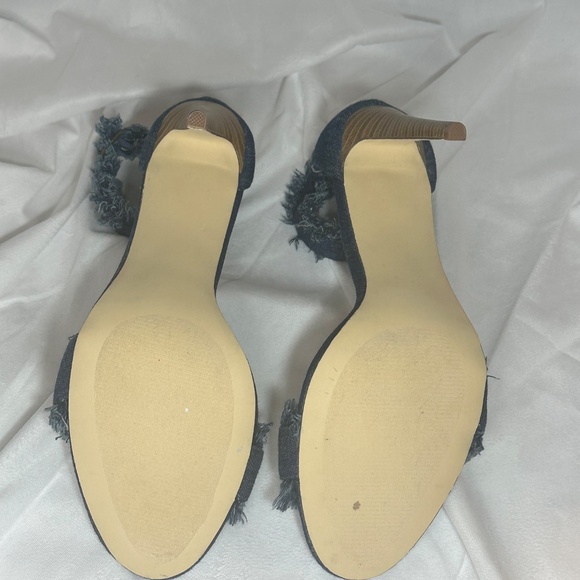 Retro Sexy Denim Fringe High Stiletto Heels Open Pointed Toe Sandals Sz 11 - Picture 12 of 12